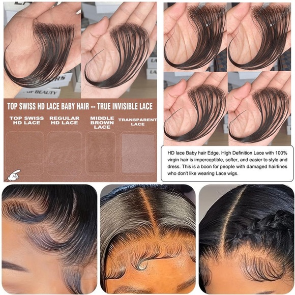 HUMAN HAIR- HD Lace Baby Hair, Reusable & Breathable Invisible Lace Hairline - Picture 3 of 9